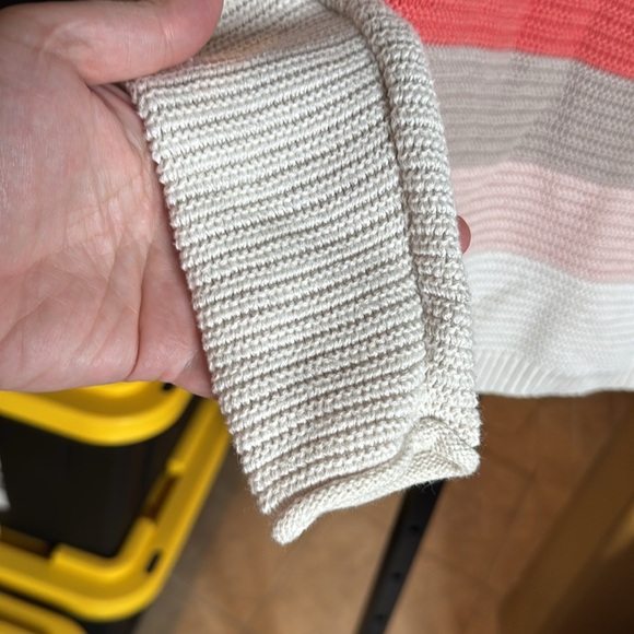 Old Navy Brown Coral Crew Neck Sweater with Color-Block Stripe Design Size Small - Picture 6 of 7